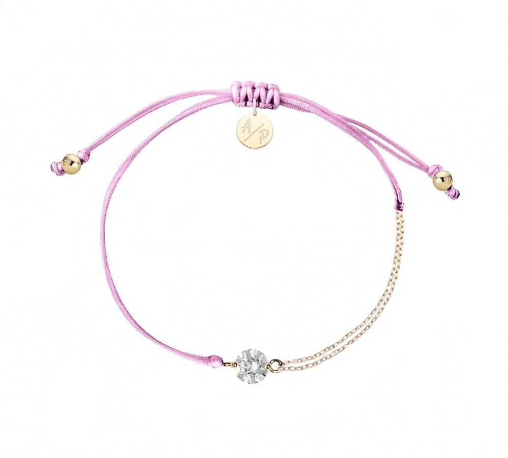NEW ADRIANA PAPPAS women's cz solitaire bracelet on colored cord in orchid